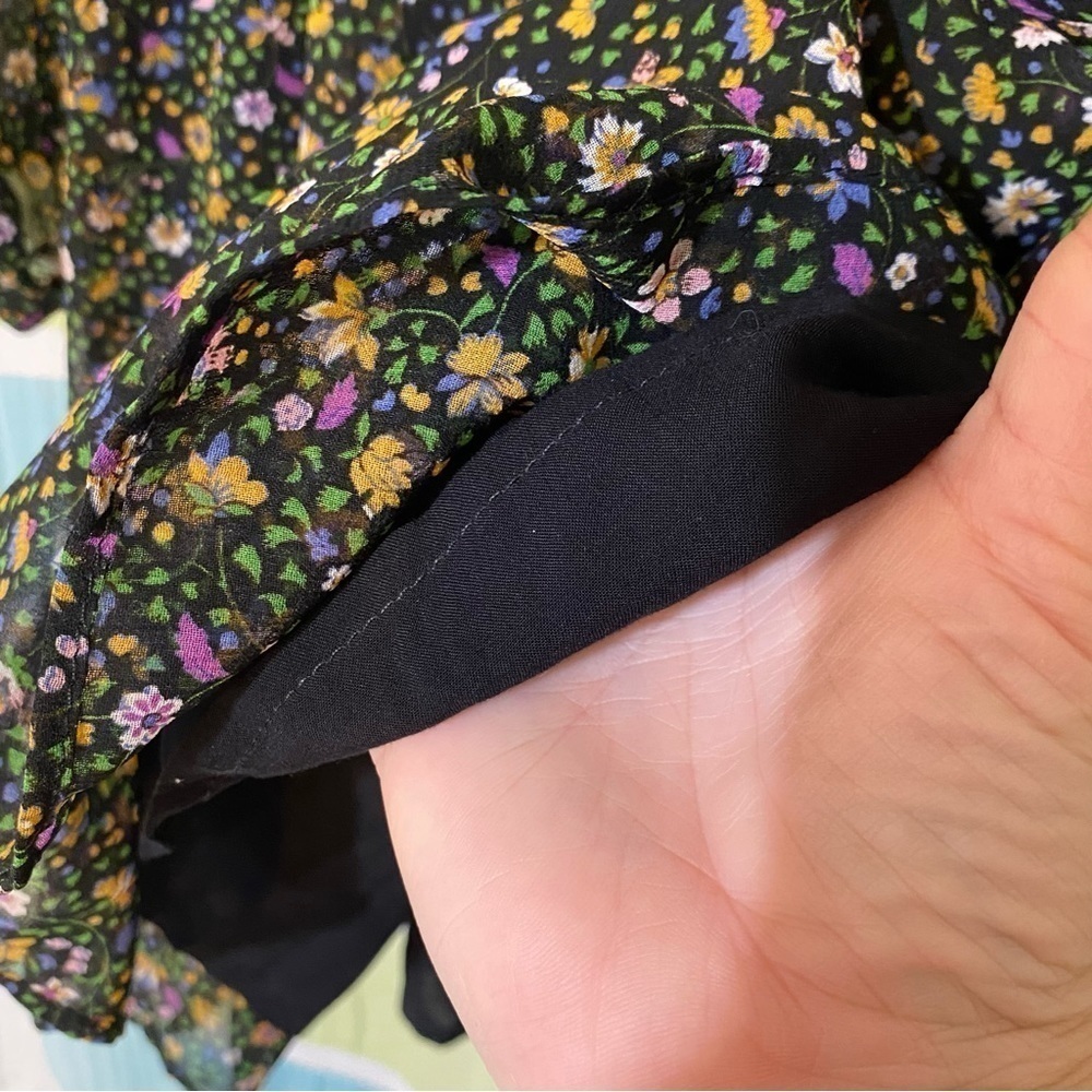 Zara Floral Sheer Lined Dress Sz Medium - Picture 7 of 9